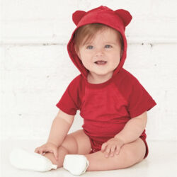 Infant Fine Jersey Raglan Bodysuit with Hood & Ears Thumbnail